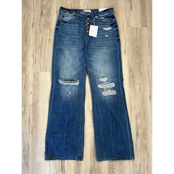 NWT Kancan 90s flare wide leg rigid denim jeans - Picture 3 of 9